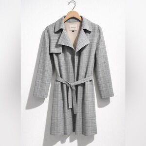 Blank NYC Gray And Tan Faux Suede Belted Midi Length Trench Coat Fisherman NWT